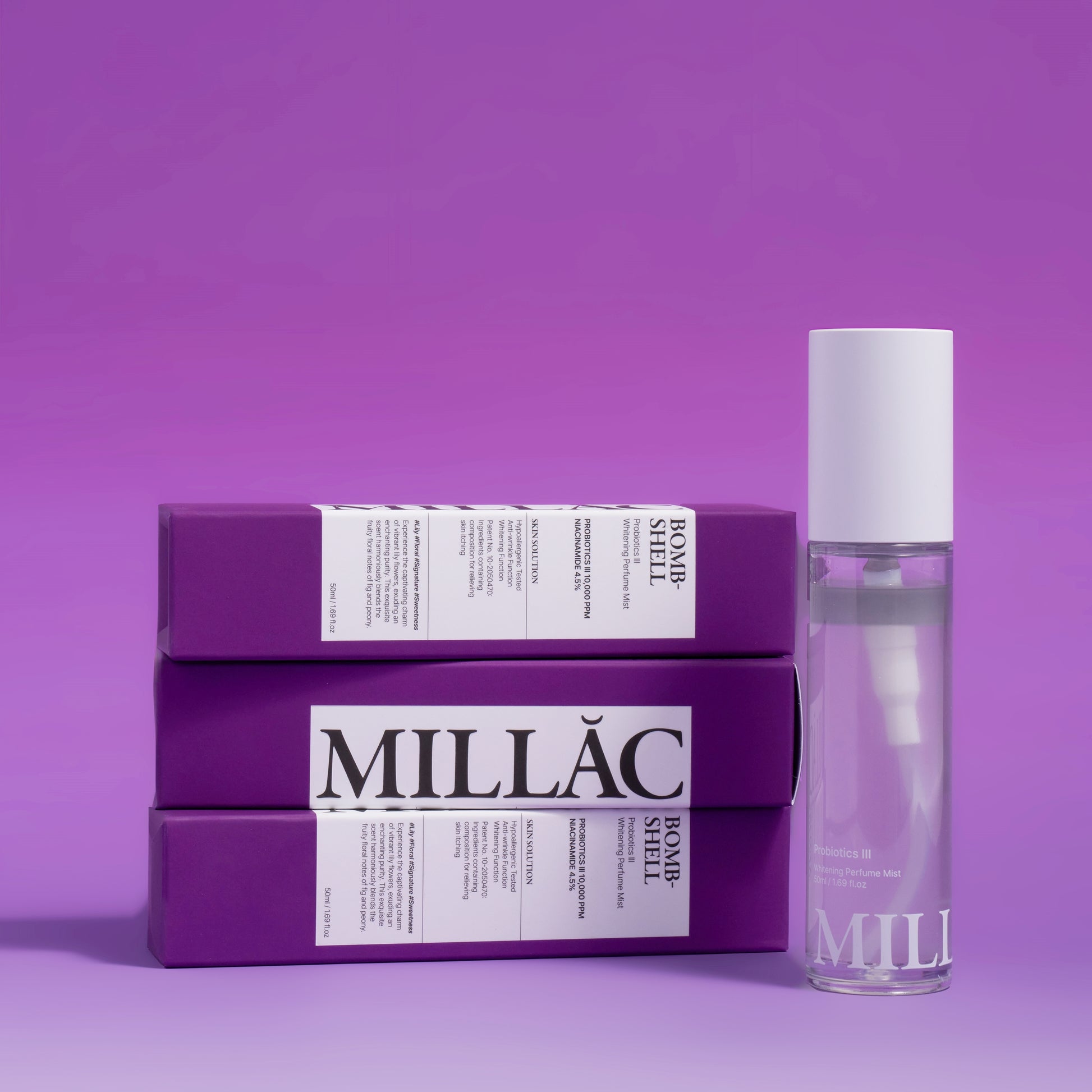 MILLAC Probiotics III Whitening Perfume Body Mist Bombshell 50ml - SkinCureAsia