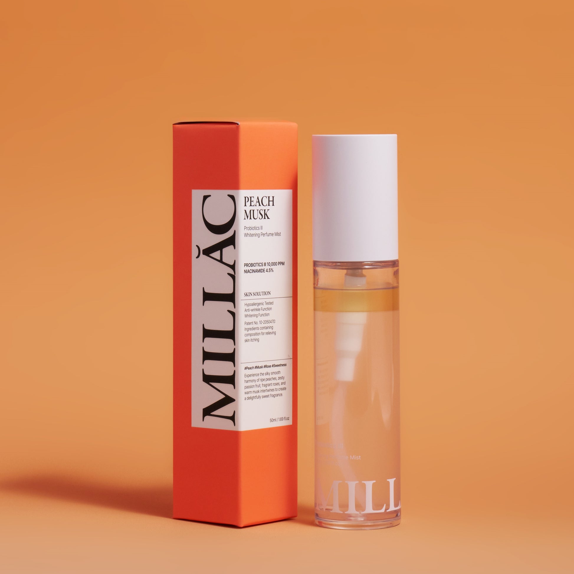 MILLAC Probiotics III Whitening Perfume Body Mist Peach Musk 50ml - SkinCureAsia