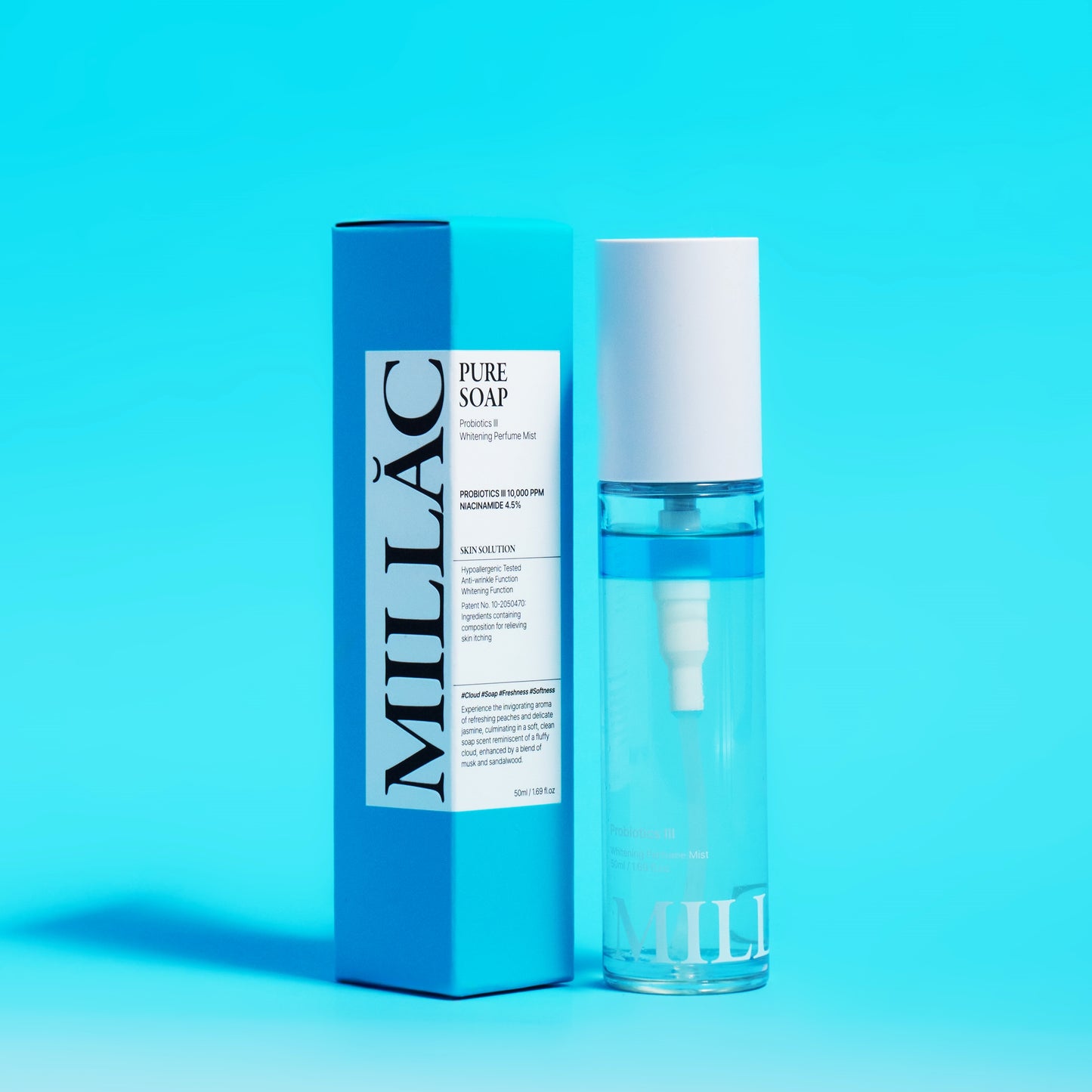 MILLAC Probiotics III Whitening Perfume Body Mist Pure Soap 50ml