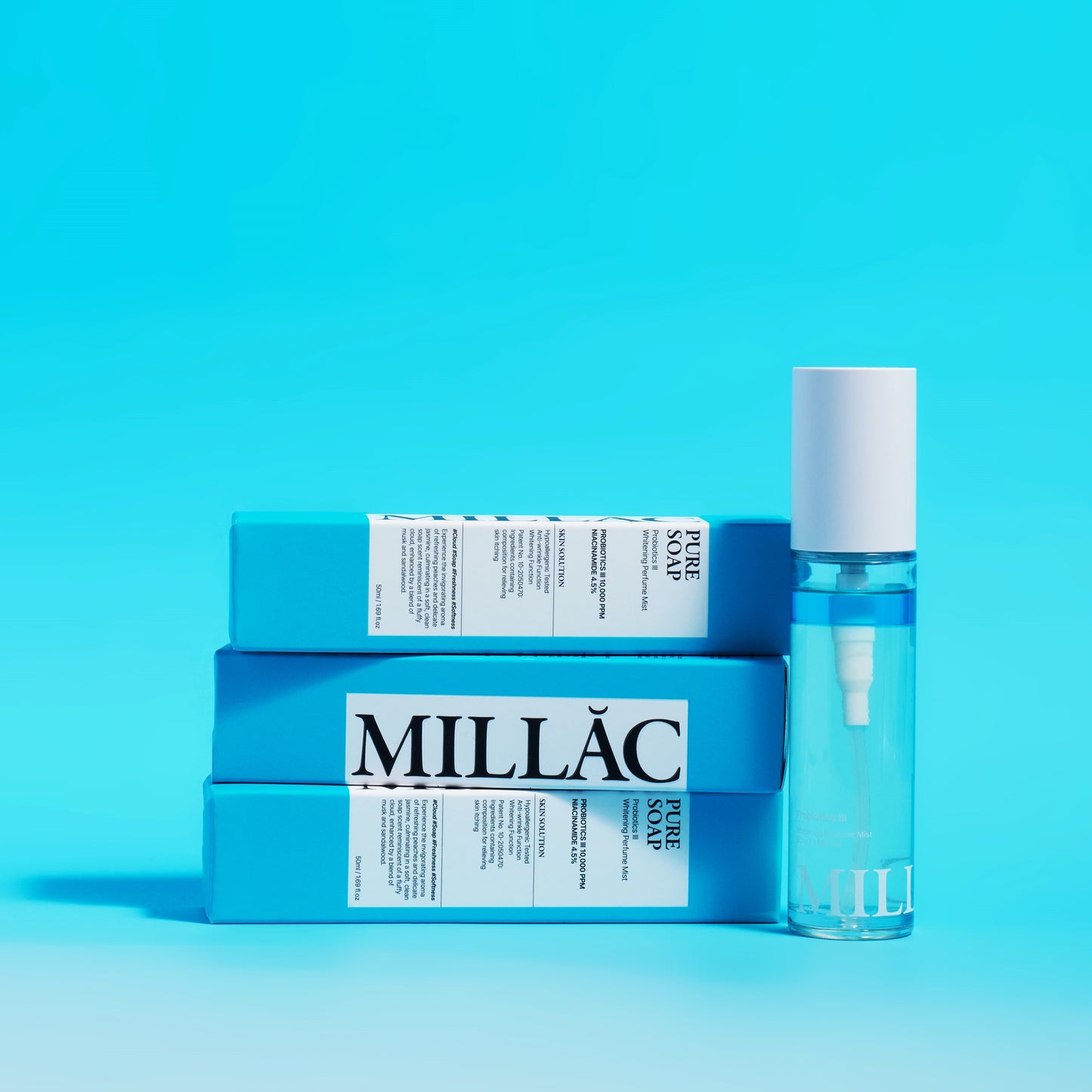 MILLAC Probiotics III Whitening Perfume Body Mist Pure Soap 50ml
