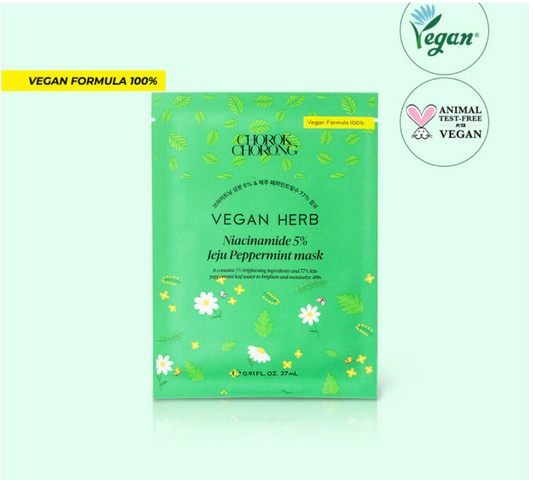 Vegan Herb Niacinamide 5% Jeju Peppermint Mask (27ml x 10ea) - SkinCureAsia