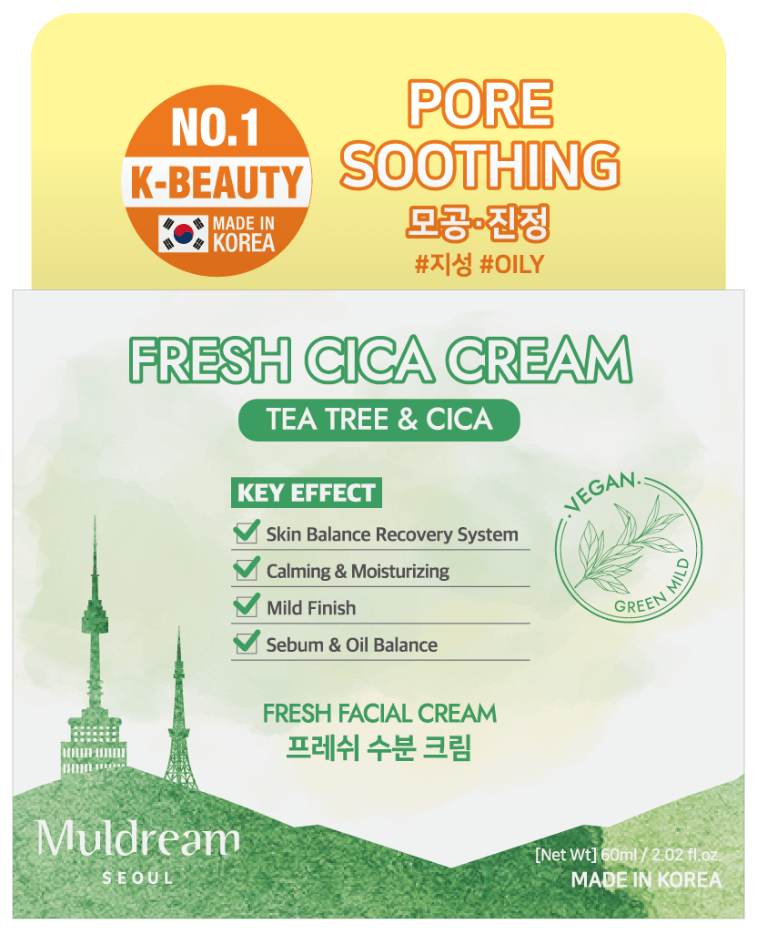 MuldreamMuldream Fresh CICA Cream / Vegan Green Mild FRESH Facial Cream 60ml8809443284068