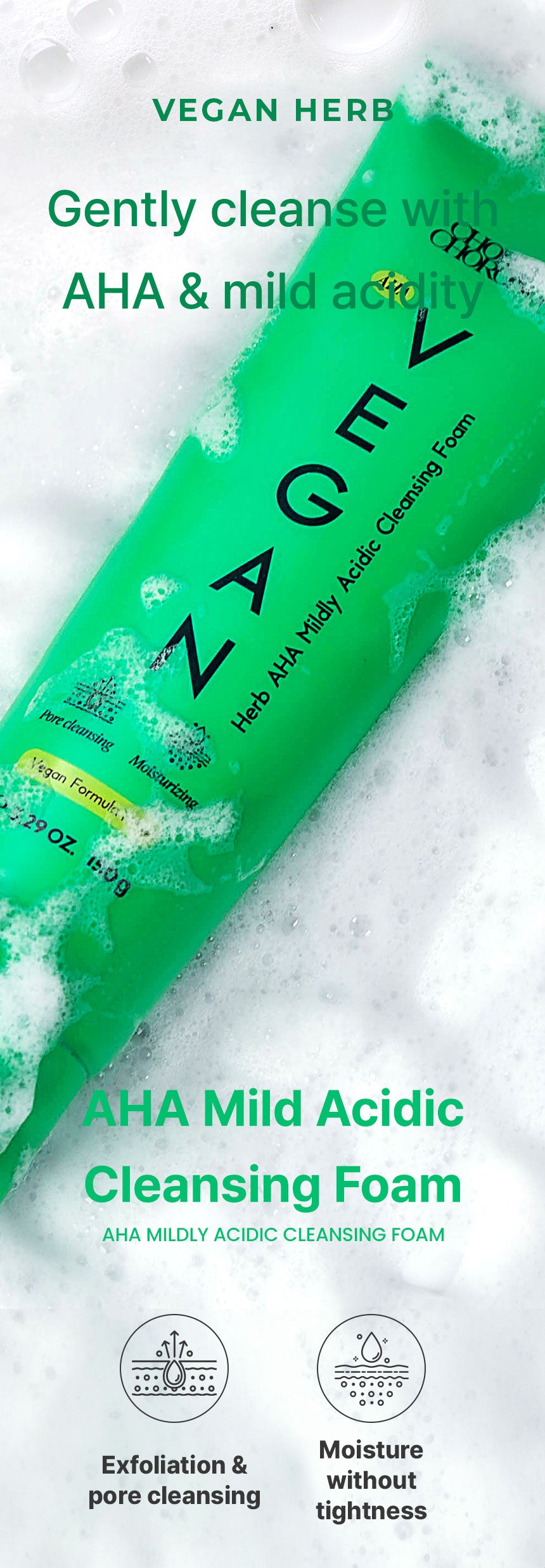 Vegan Herb AHA Mildy Acidic Cleansing Foam