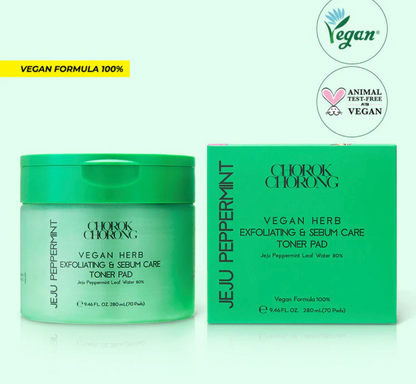 Vegan Herb Exfoliating & Sebum Care Jeju Peppermint Toner Pad (280ml + 70Pads)