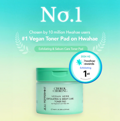 Vegan Herb Exfoliating & Sebum Care Jeju Peppermint Toner Pad (280ml + 70Pads)