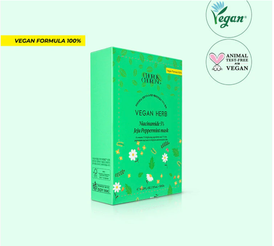 Vegan Herb Niacinamide 5% Jeju Peppermint Mask (27ml x 10ea)