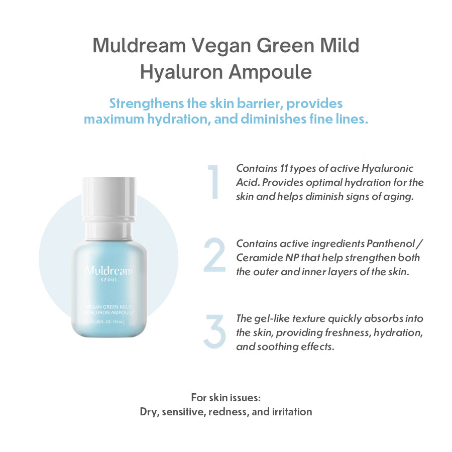 Muldream Vegan Green Mild HYALURON Ampoule 55ml - SkinCureAsia