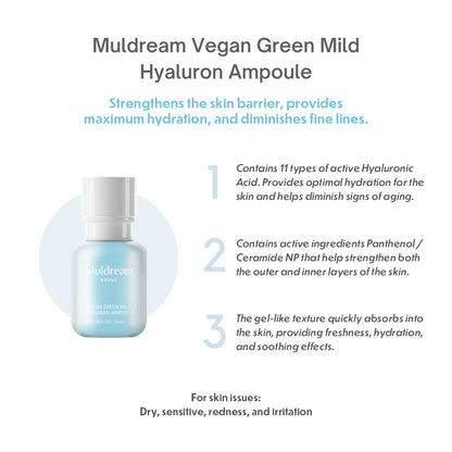 Muldream Vegan Green Mild HYALURON Ampoule 55ml - SkinCureAsia
