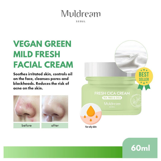 MuldreamMuldream Fresh CICA Cream / Vegan Green Mild FRESH Facial Cream 60ml8809443284068