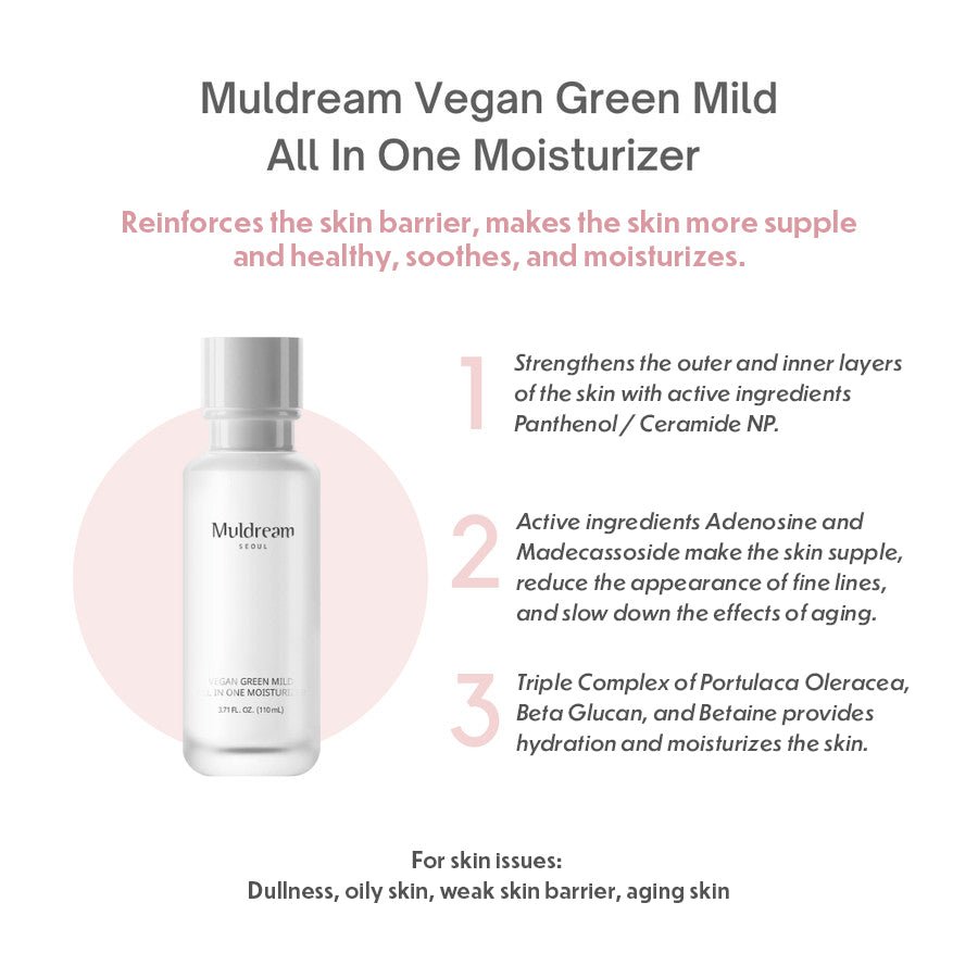 MuldreamMuldream Vegan Green Mild All - in - One / Intense Barrier Moisturizer (Pink) 110ml8809443284051