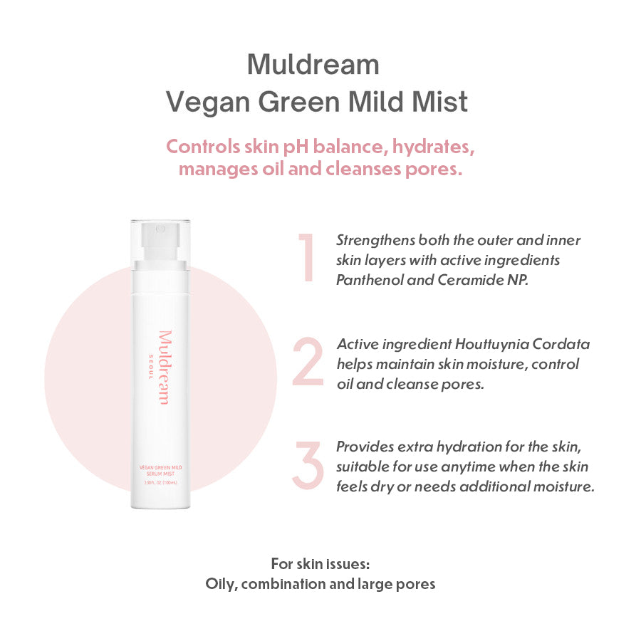 Muldream Vegan Green Mild Serum Mist 100ml - SkinCureAsia