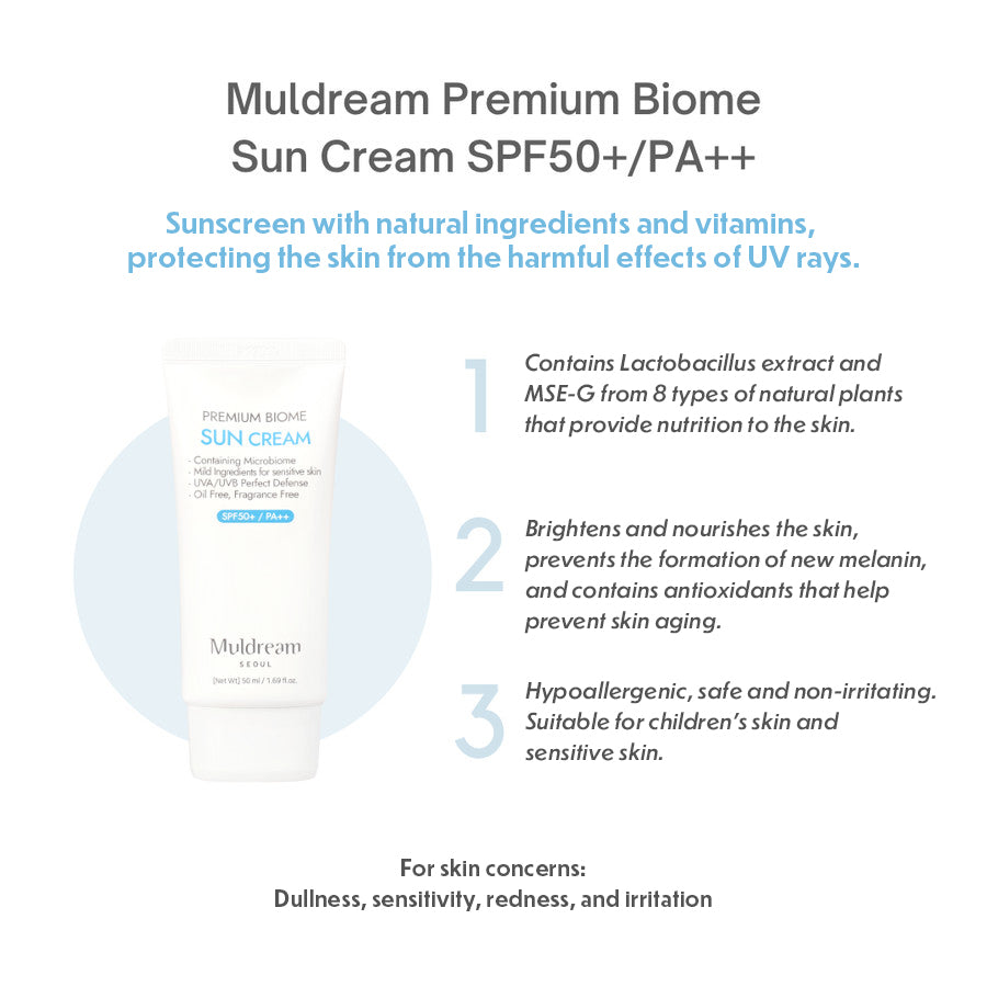 Muldream Premium Biome Sun Cream 50ml - SkinCureAsia