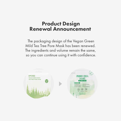 Muldream Vegan Green Mild Tea Tree Pore / Fresh CICA Mask 25ml (10 sheets) - SkinCureAsia
