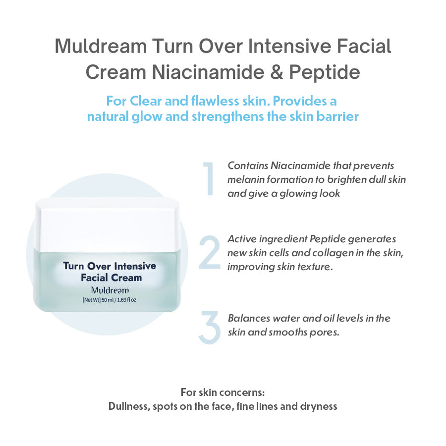 Muldream Turn Over Intensive Facial Cream (Niacinamide & Peptide) 50ml - SkinCureAsia