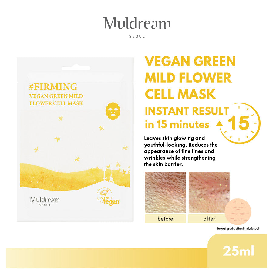 Muldream Vegan Green Mild Flower Cell Mask 25ml (10 sheets) - SkinCureAsia