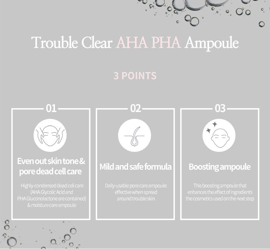 Muldream Trouble Clear AHA PHA Ampoule 50ml (For Moisturizing) - SkinCureAsia